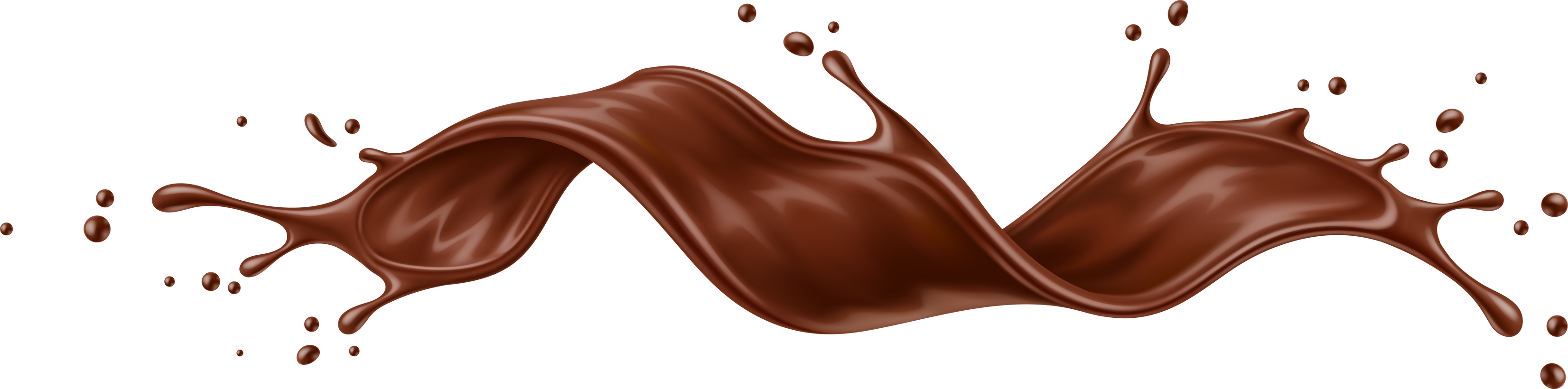 Realistic liquid brown chocolate wave splash treat